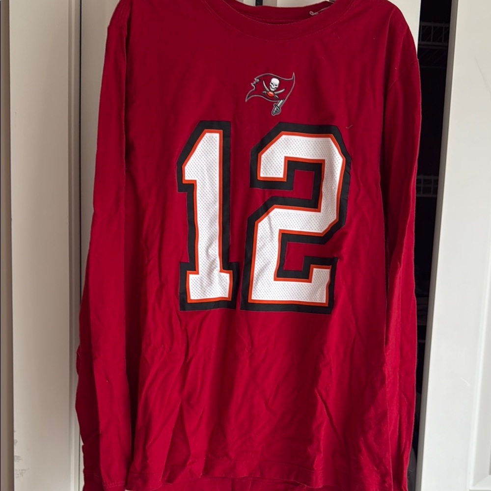 Red Long Sleeve Sports Jersey with Number 12